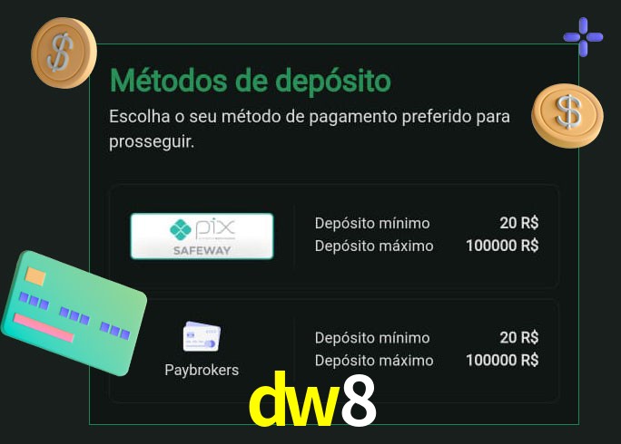 O cassino dw8 oferece uma grande variedade de métodos de pagamento
